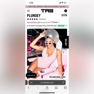 NWT TA3 Plungey Swimsuit Light Pink Size XL Short